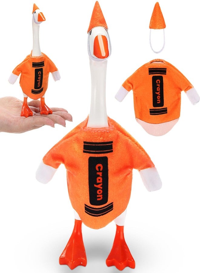 Sunnymove Crayon Mini Desk Goose Outfit 7 Inch Desk Goose Crayon Shirt and Funny Gnome Cone Hat Sets for 7 Inch Geese Figurine Desktop Home Halloween Decoration(Orange) - Image 1